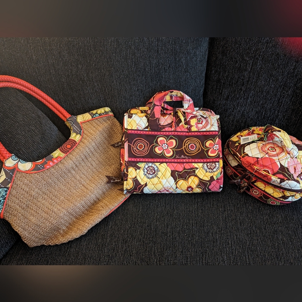 Vera Bradley Travel Set!! purse tote, travel bag, make-up case